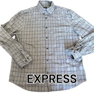 Express Men's Black and grey Checkered Shirt